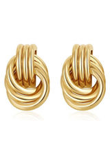 Trendy Gold Knot Chunky Drop Earrings
