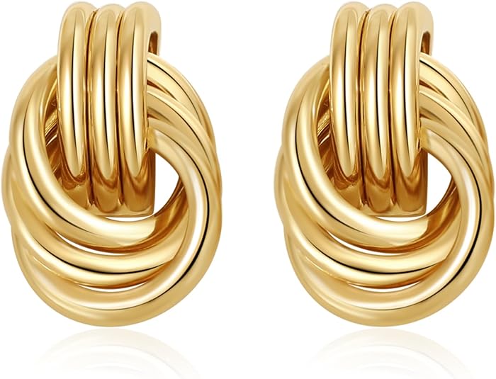 Trendy Gold Plated Knot Earrings for Women