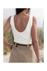 Trendy Women's V-Neck Sleeveless Ribbed Knit Tank