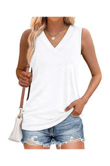 Trendy Women's V-Neck Sleeveless Loose Fit Tank Top