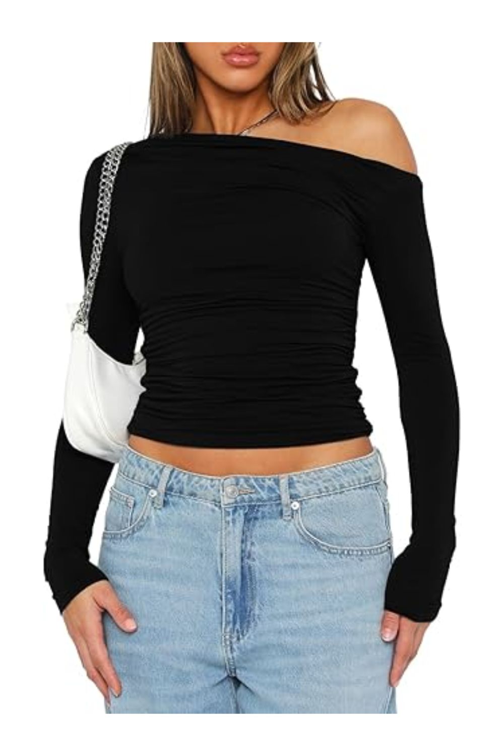 Trendy Women's Y2K Off-Shoulder Slim Fit Crop Top