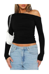 Trendy Women's Y2K Off-Shoulder Slim Fit Crop Top