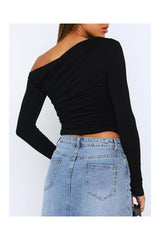 Trendy Women's Y2K Off-Shoulder Slim Fit Crop Top
