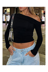 Trendy Women's Y2K Off-Shoulder Slim Fit Crop Top