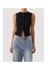 Women's Y2K Ribbed Button-Down Sexy Crop Tank