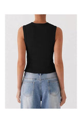 Women's Y2K Ribbed Button-Down Sexy Crop Tank