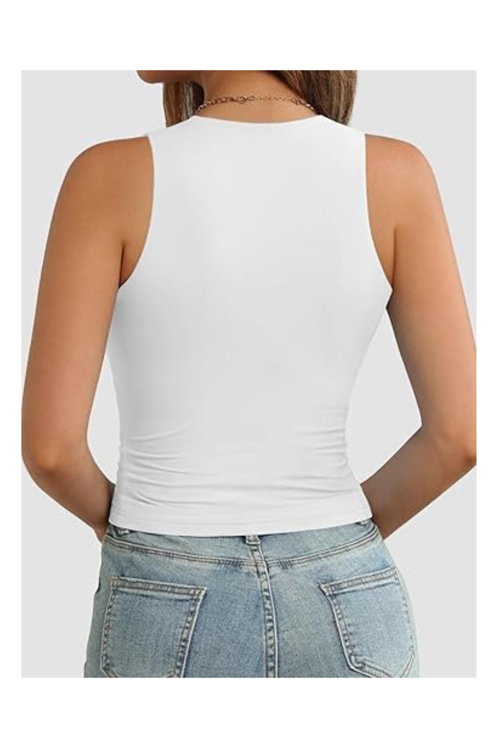 Trendy Women's Double-Lined Crop Tank Sleeveless Workout Top