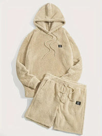 Mens Warm Hooded Sweatsirt and Short Sets