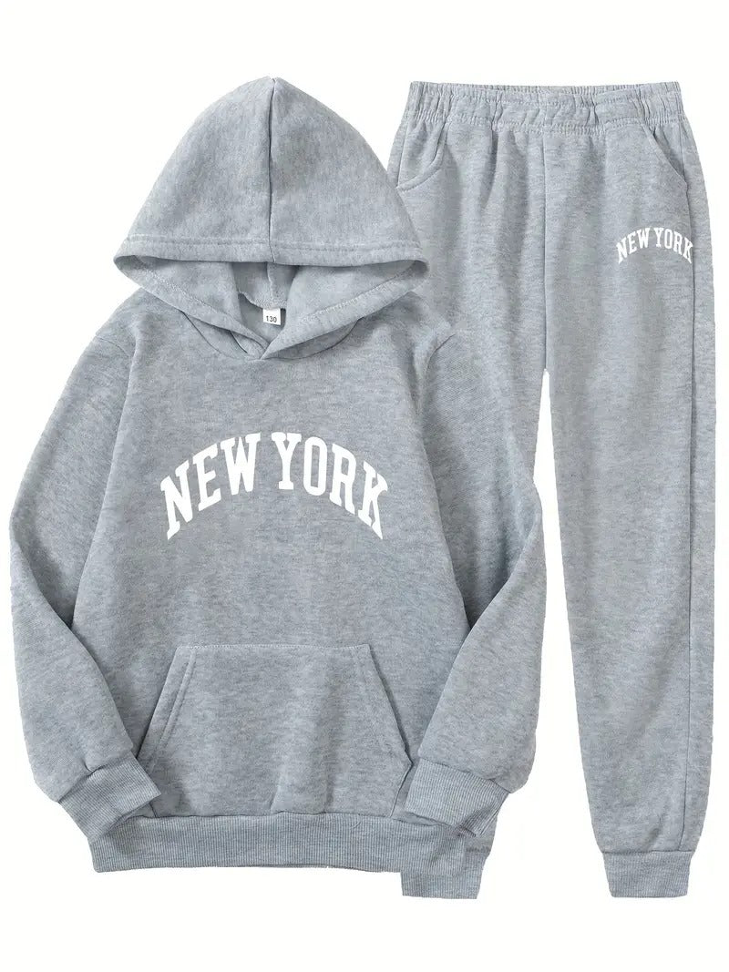 New York Logo Long Sleeve Hoodie Sweatpants Lounge