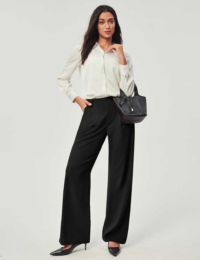 Woman Wide Leg Stretchy Work Dress Pants