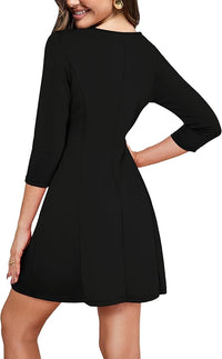 Women A-Line Boat Neck Mini Dress