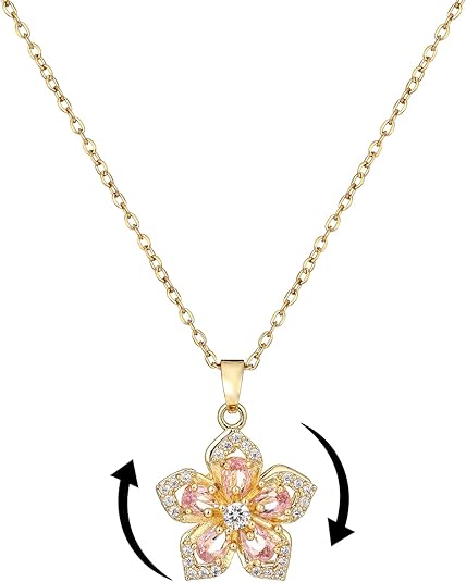 Women Gold Flower Fidget Necklace