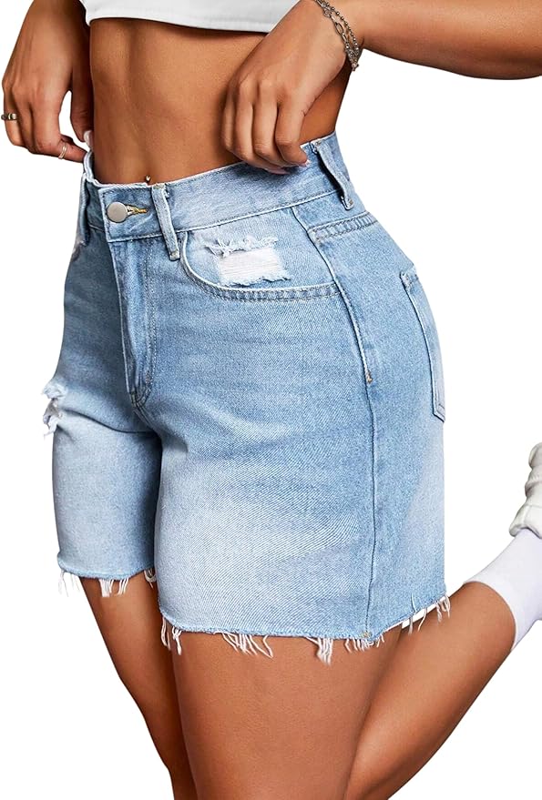 Women High Waisted Jean Shorts