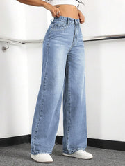 Women High Waisted Jeans  Wide Leg Loose Stretchy Boyfriend Denim Pants