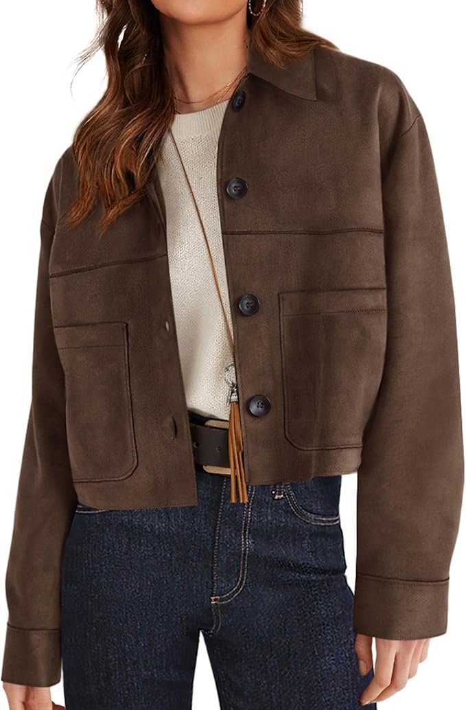 Women's Faux Suede Cropped Jacket