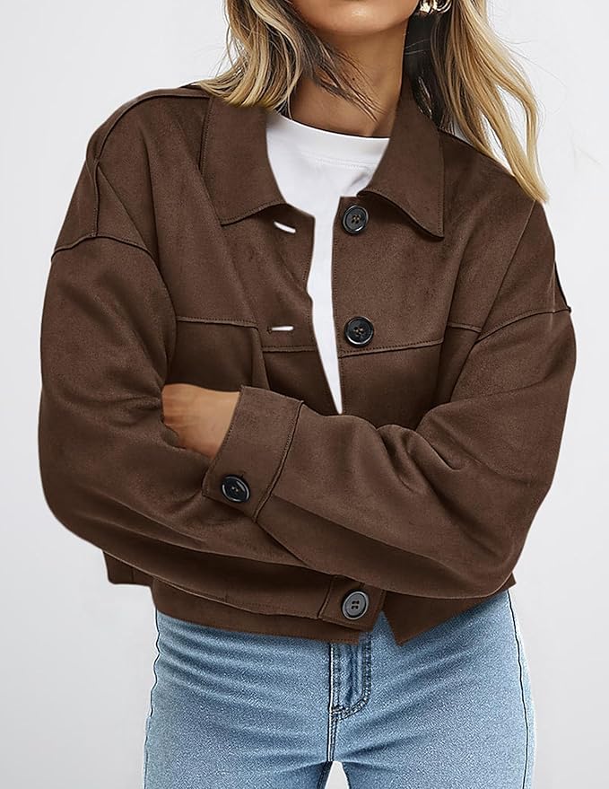 Women's Faux Suede Cropped Jacket