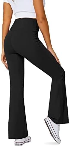 Women's Flare Leggings with Pockets-Crossover High Waisted Bootcut Yoga Pants