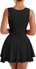 Women's Square Neck Mini Dress Short Party Dresses
