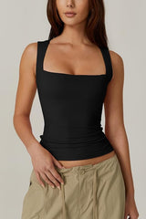 Women's Square Neck Sleeveless Double-Layer Tank Tops