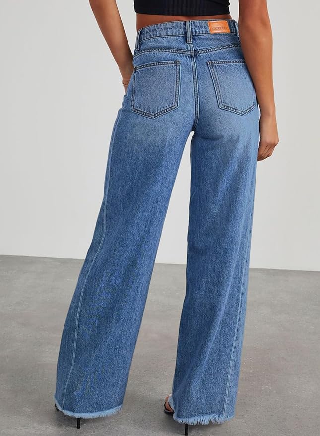 Women's Wide Leg Jeans High Waisted Denim Pants