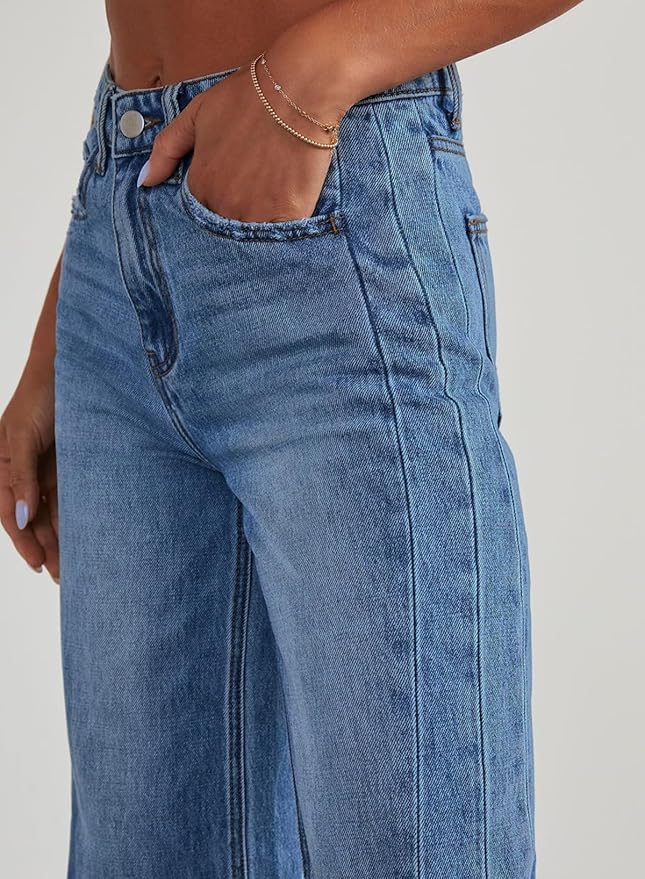 Women's Wide Leg Jeans High Waisted Denim Pants