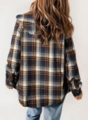 Womens Plaid Shacket Long Sleeve Jacket
