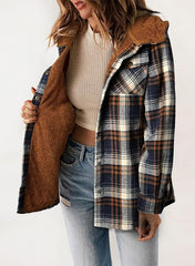 Womens Plaid Shacket Long Sleeve Jacket