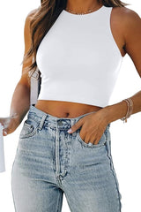 Womens Sexy Sleeveless Double Lined Crop Tops