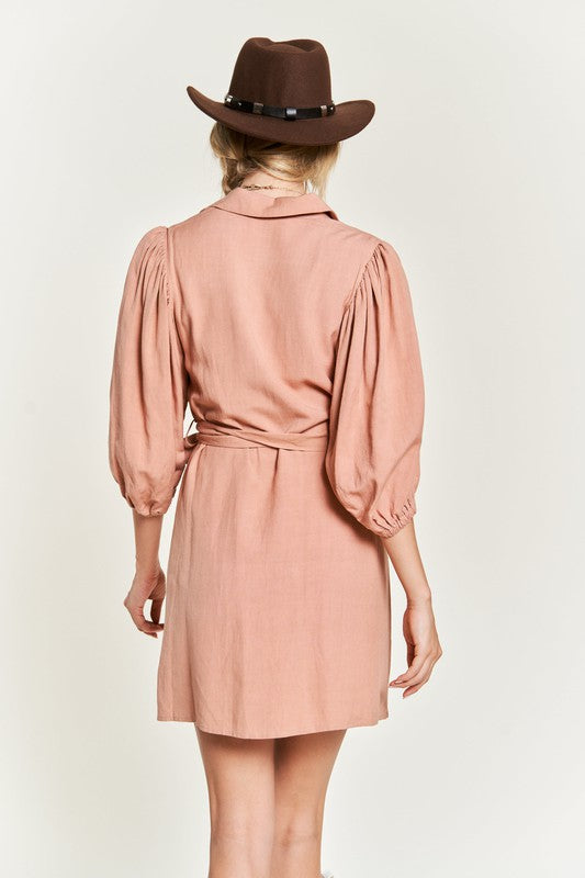 Solid Button Down Dress