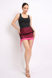 Ruched Mesh Contrast Mini Skirt