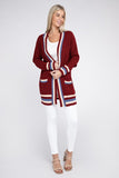 Open Cardigan With Contrast Trim