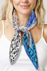 Pleated Animal Printed Satin Scarf Wrap