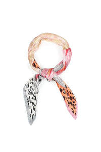 Pleated Animal Printed Satin Scarf Wrap