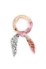 Pleated Animal Printed Satin Scarf Wrap