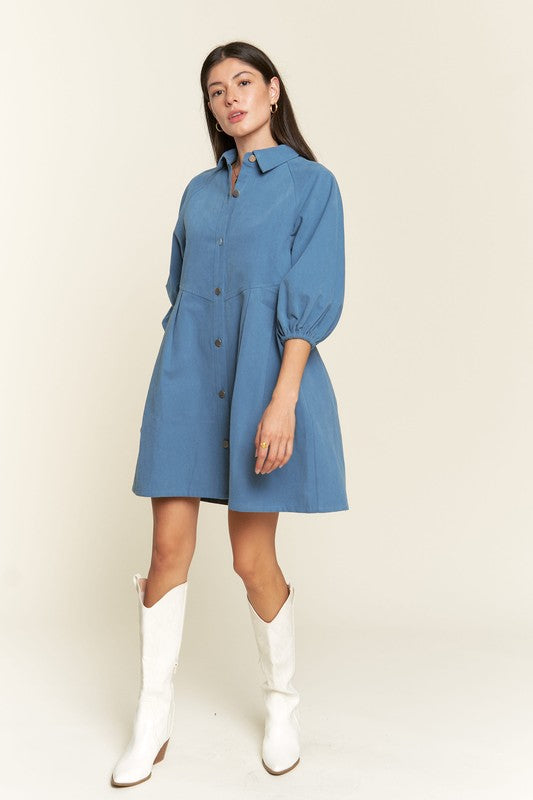 Washed denim style dress