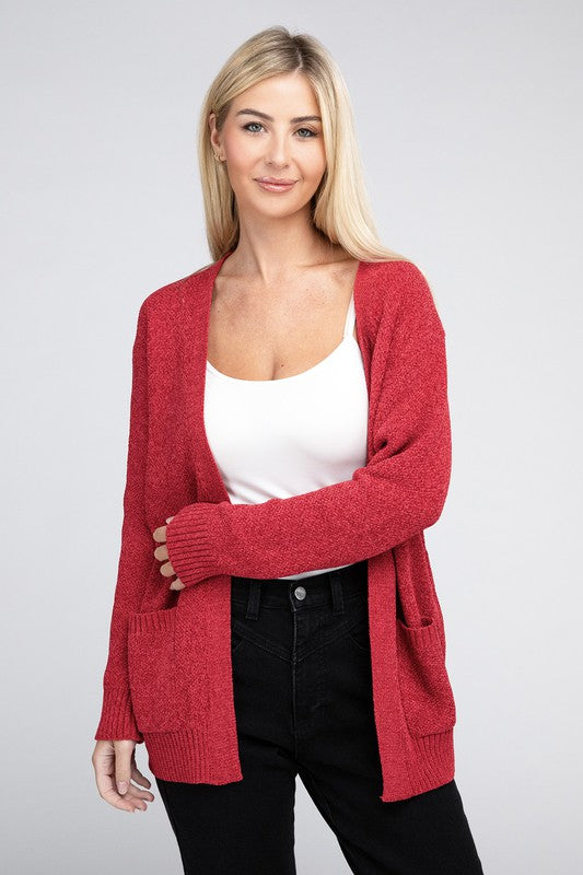 Melange Open Front Sweater Cardigan 