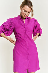 Solid Button Down Dress