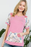 Floral Print Mixed Casual Tunic Top