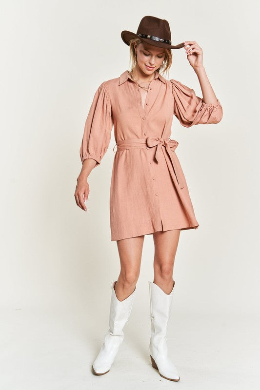 Solid Button Down Dress