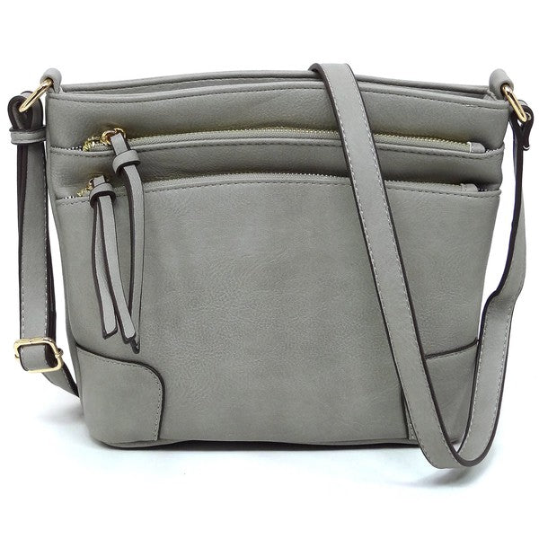 Fashion Multi Zip Pocket Crossbody Bag