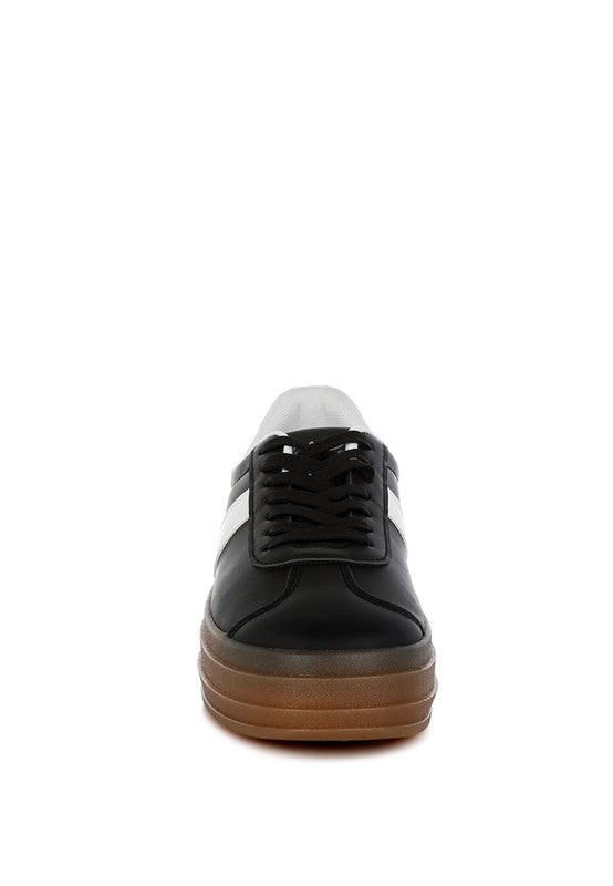 Knockout Faux Leather Lace-Up Sneakers