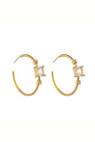 Gold Princess Cut Crystal Hoop Earrings for Women