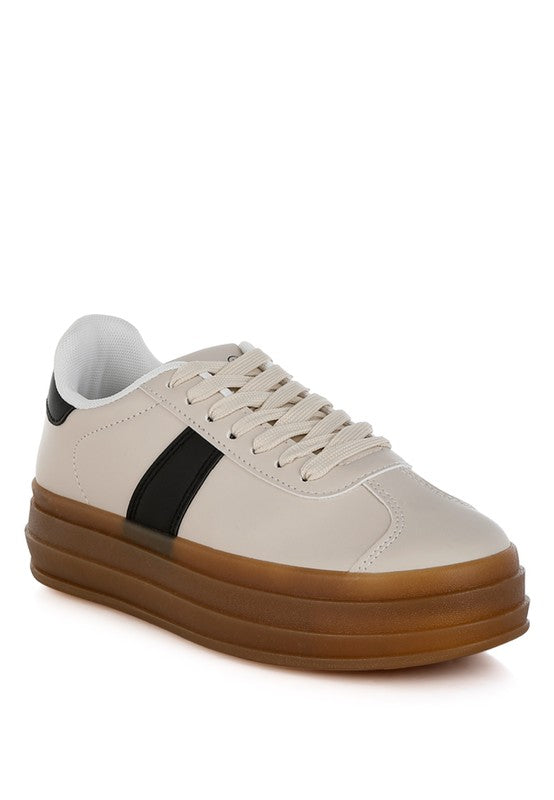 Knockout Faux Leather Lace-Up Sneakers