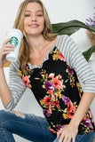 Plus Floral Mixed Henley Top