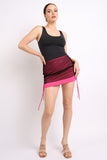 Ruched Mesh Contrast Mini Skirt