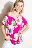 Plus Floral One Shoulder Boxy Top