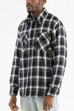 Mens Quilted Padded Flannel - Black/White