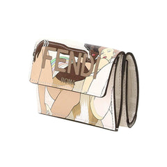 Fendi Bikini Girls Coated Canvas and Calf Leather Small Trifold Wallet