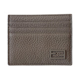 Fendi Baguette Grey and Yellow Grained Leather Card Case Wallet