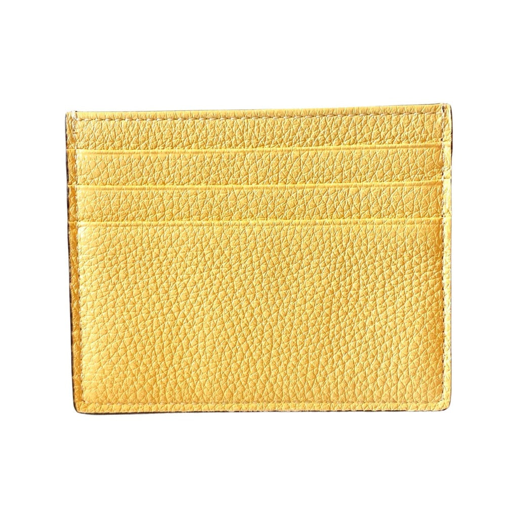 Fendi Baguette Grey and Yellow Grained Leather Card Case Wallet